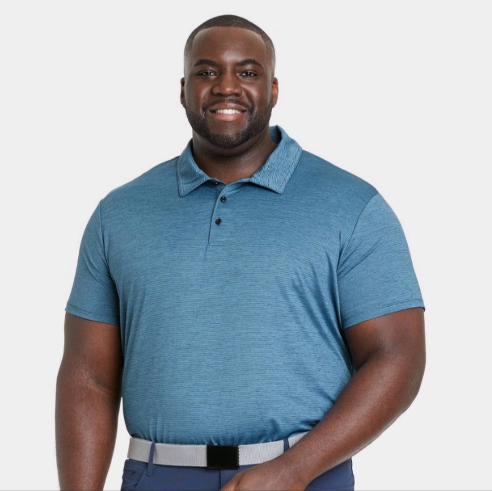 Men's Striped Golf Polo Shirt - Silver, Size XXXL #2